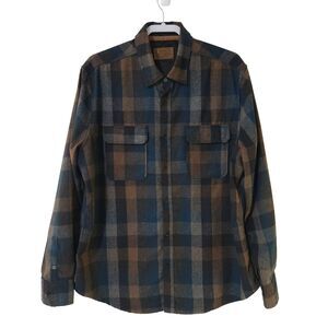 Jeremiah Mens Wool-Blend Flannel Plaid Long Sleeve Button-Down Shirt Blue Sz XL